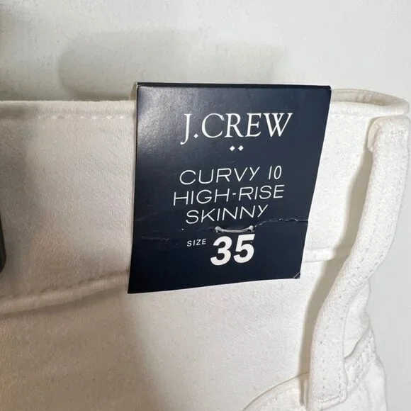 J.Crew $98 Curvy 10" Rise Skinny Jean White Stretch Size 35 BH987 - Picture 5 of 6